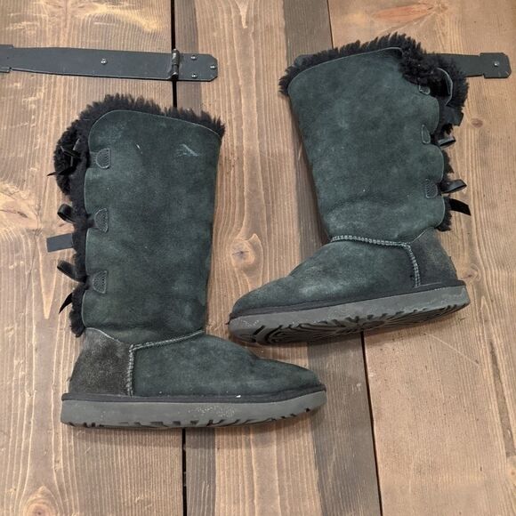UGG BAILEY BOW II TALL BOOTS black SIZE 6 - Picture 4 of 7